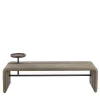 Durame Benches<Butter Brown Leather Bench with Walnut Tray