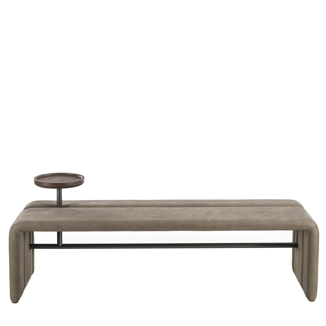 Durame Benches<Butter Brown Leather Bench with Walnut Tray