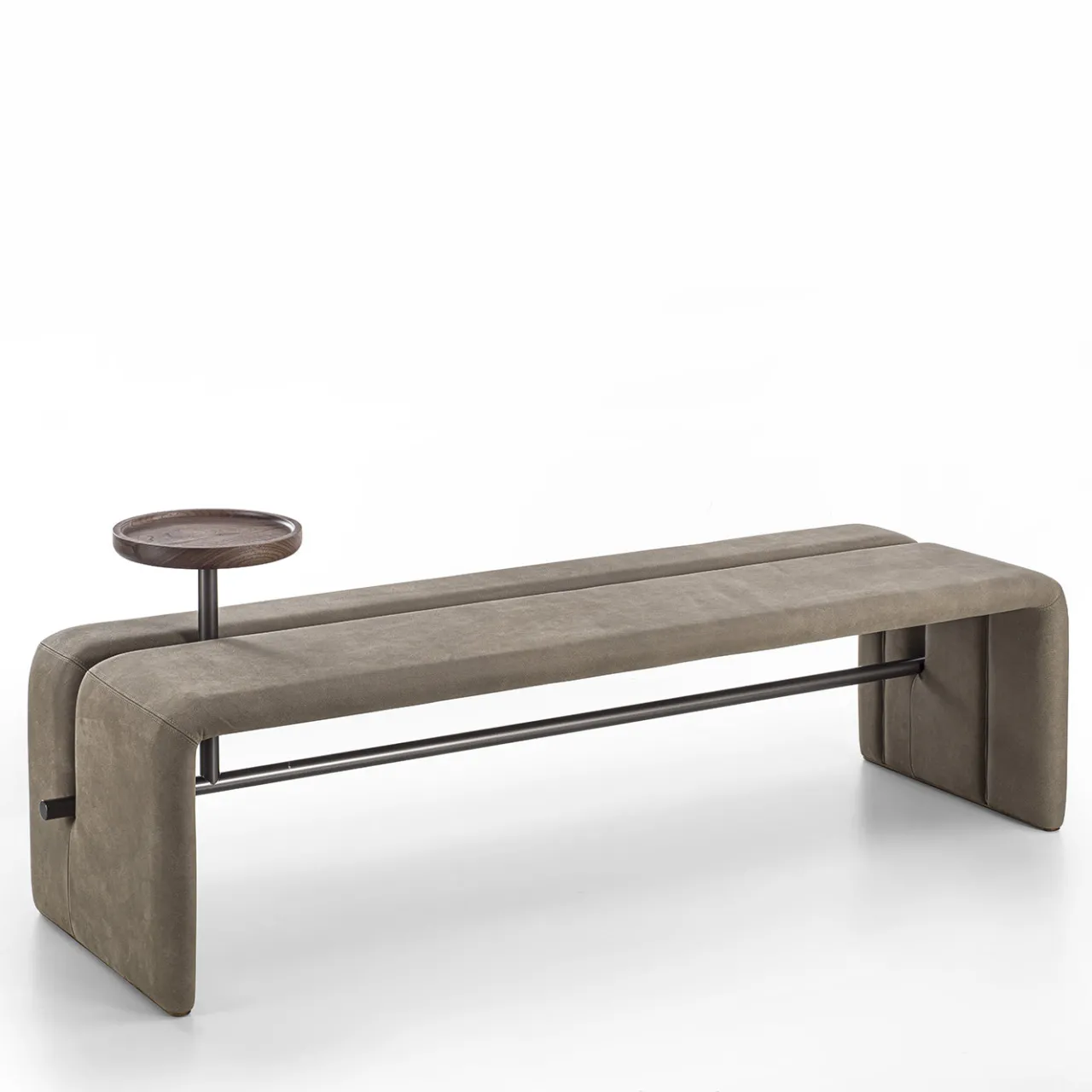 Durame Benches<Butter Brown Leather Bench with Walnut Tray