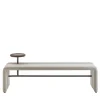 Durame Benches<Butter White Fabric Bench with Walnut Tray