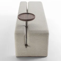 Durame Benches<Butter White Fabric Bench with Walnut Tray