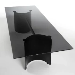 Enrico Pellizzoni Dining Tables<Butterfly Black Glass Table