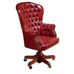 Marzorati Office Chairs<Buttoned Red Leather Armchair