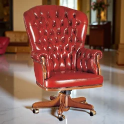 Marzorati Office Chairs<Buttoned Red Leather Armchair