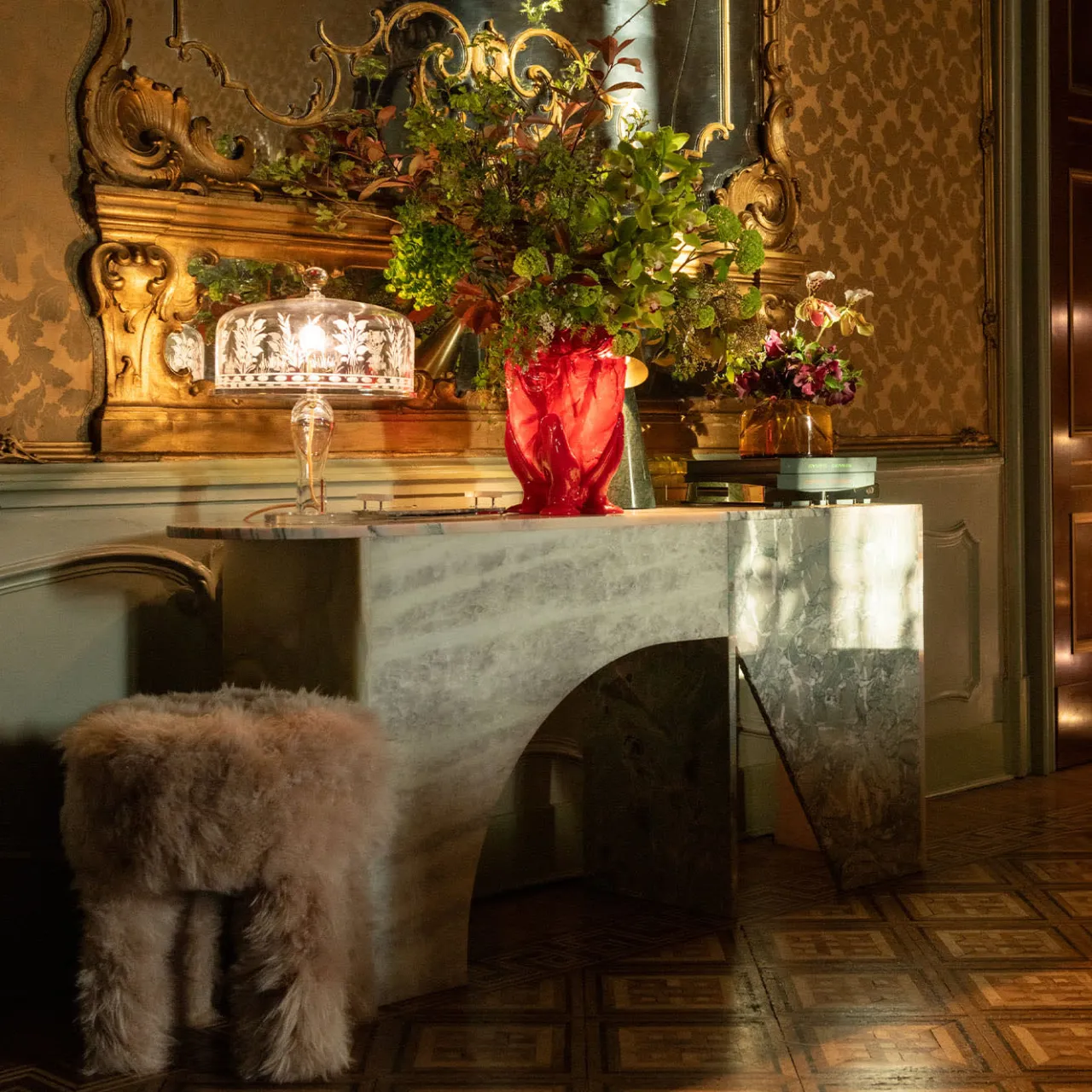 Lorenza Bozzoli Couture Ottomans & Poufs<Cachemire Fur Pouf by Lorenza Bozzoli