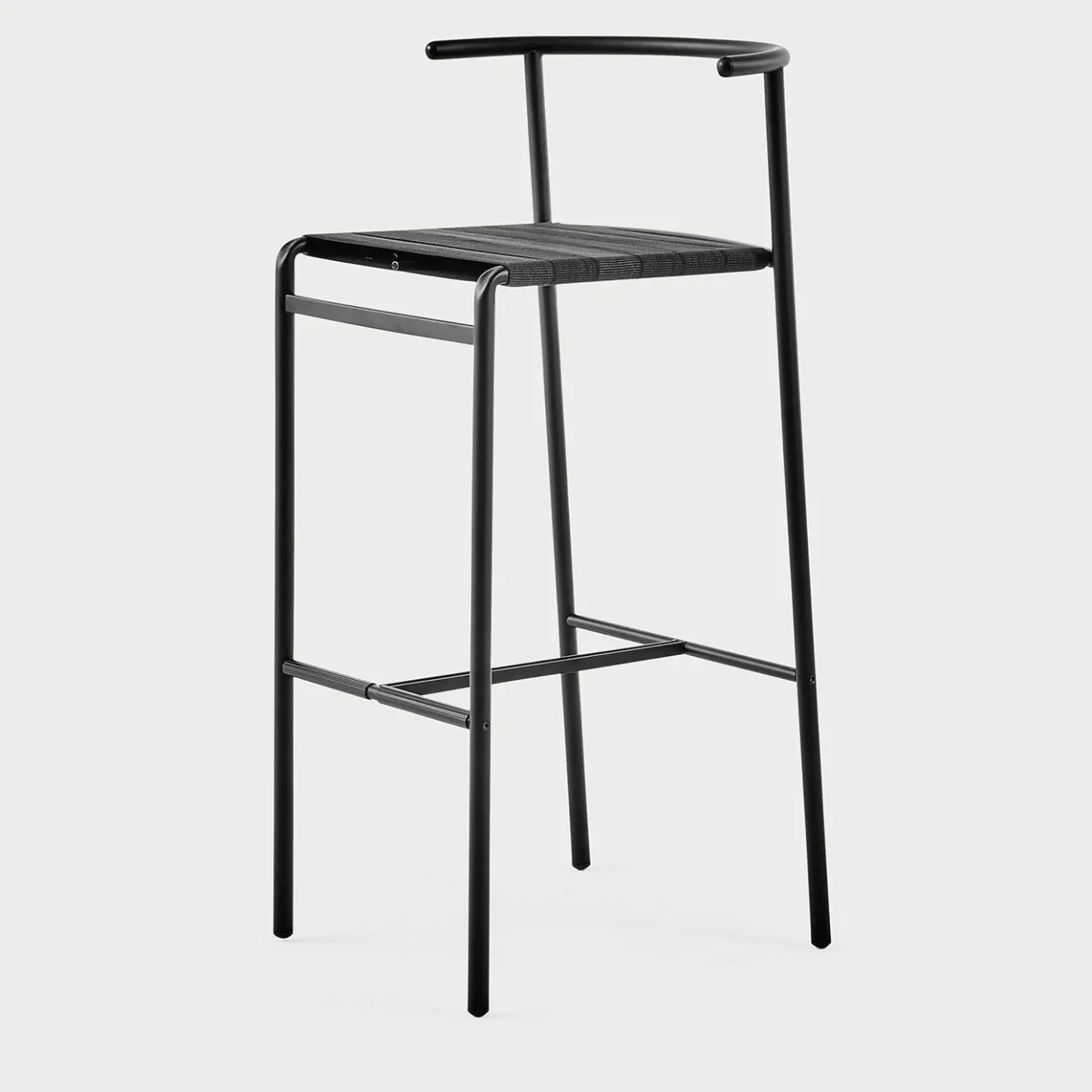 Baleri Italia Bar Stools<Café Chair Black Bar Stool with Black Rubber Straps Seat