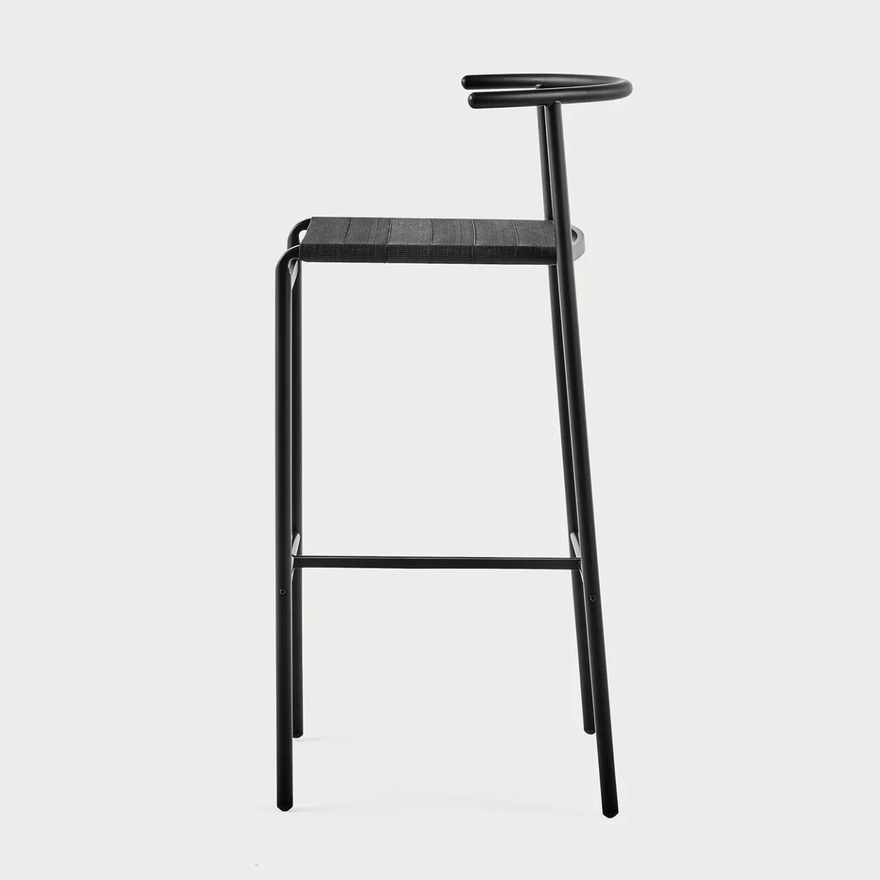 Baleri Italia Bar Stools<Café Chair Black Bar Stool with Black Rubber Straps Seat