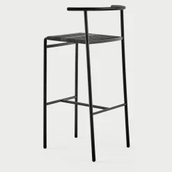 Baleri Italia Bar Stools<Café Chair Black Bar Stool with Black Rubber Straps Seat