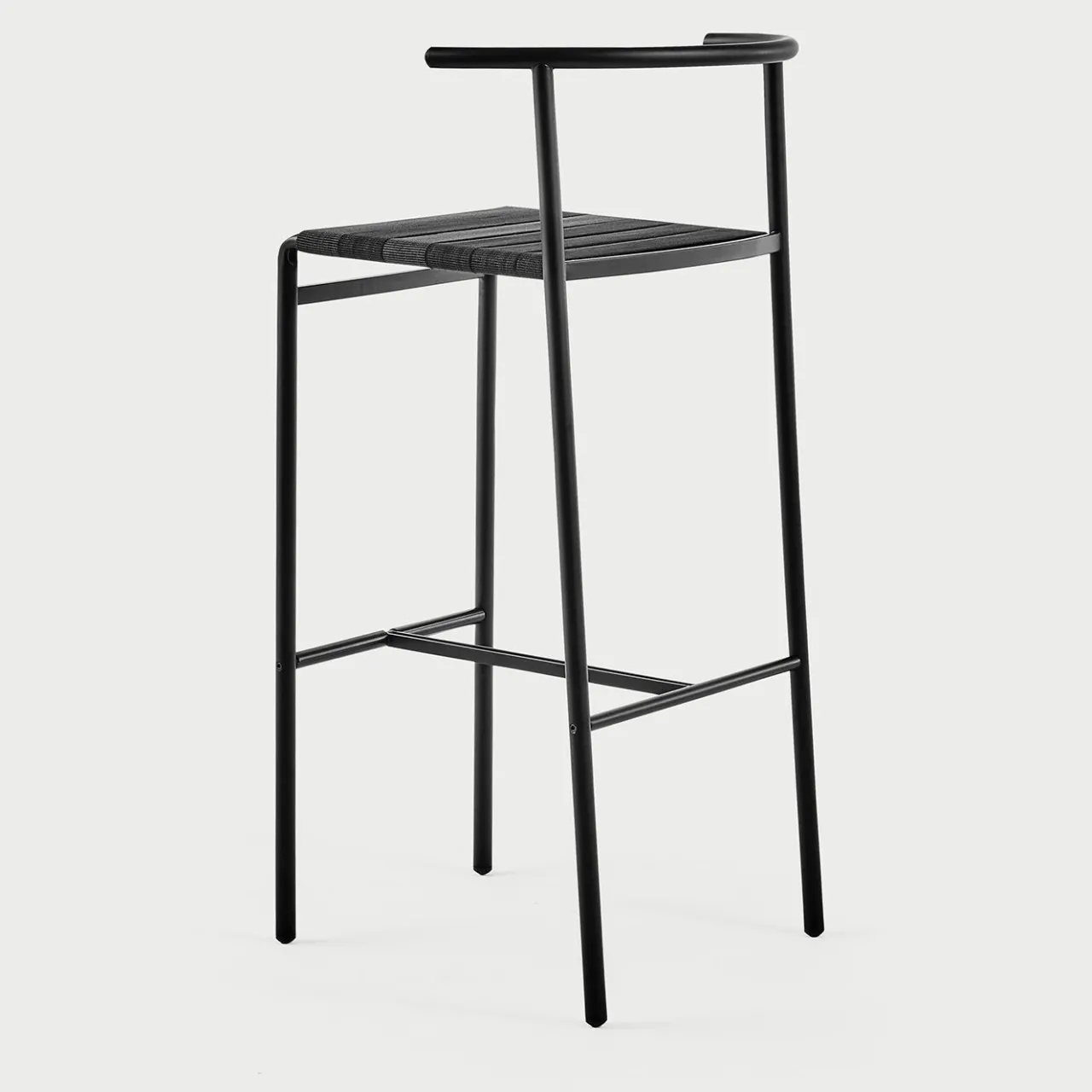 Baleri Italia Bar Stools<Café Chair Black Bar Stool with Black Rubber Straps Seat