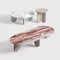 CPRN Homood Outdoor Coffee Tables<Calipso 45 Red arabescato orobico marble outdoor coffee table