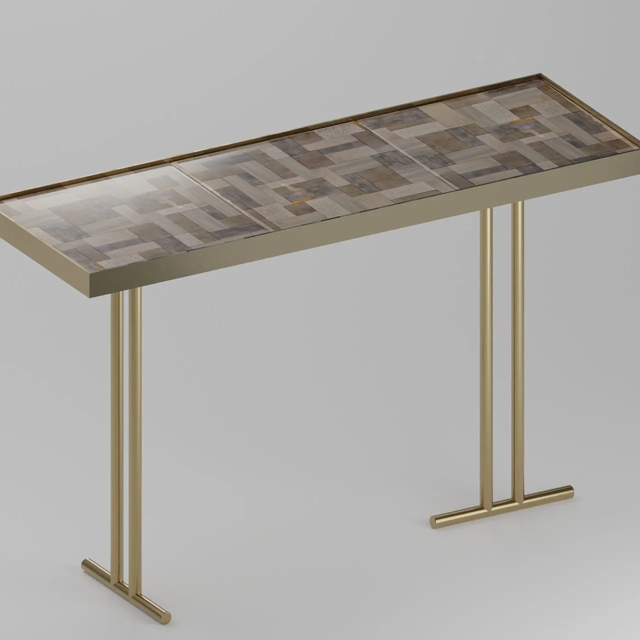 mg12 by Monica Geronimi Consoles<Camilla Wallpaper Nebbia Ceramic Console with Gold Finish