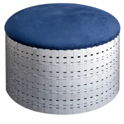 Splot Design Ottomans & Poufs<Campo White and Blue Pouf