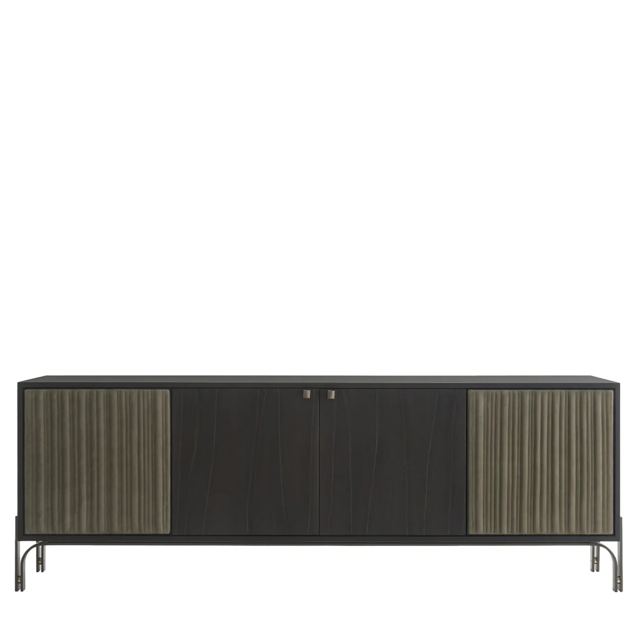 Morica Design Sideboards Buffets<Canette 2-Door Sage-Green Nubuck Leather & Oak Sideboard