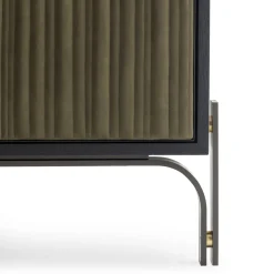 Morica Design Sideboards Buffets<Canette 2-Door Sage-Green Nubuck Leather & Oak Sideboard
