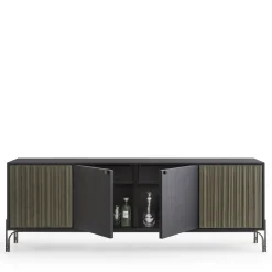 Morica Design Sideboards Buffets<Canette 2-Door Sage-Green Nubuck Leather & Oak Sideboard