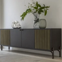 Morica Design Sideboards Buffets<Canette 2-Door Sage-Green Nubuck Leather & Oak Sideboard