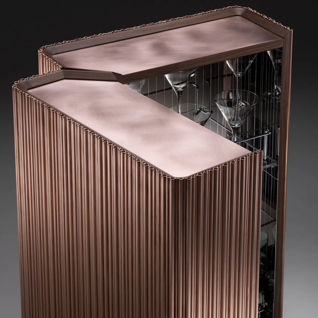 De Castelli Bar Cabinets<Canneto Barista Brushed Copper Bar Cabinet by Adriano Design