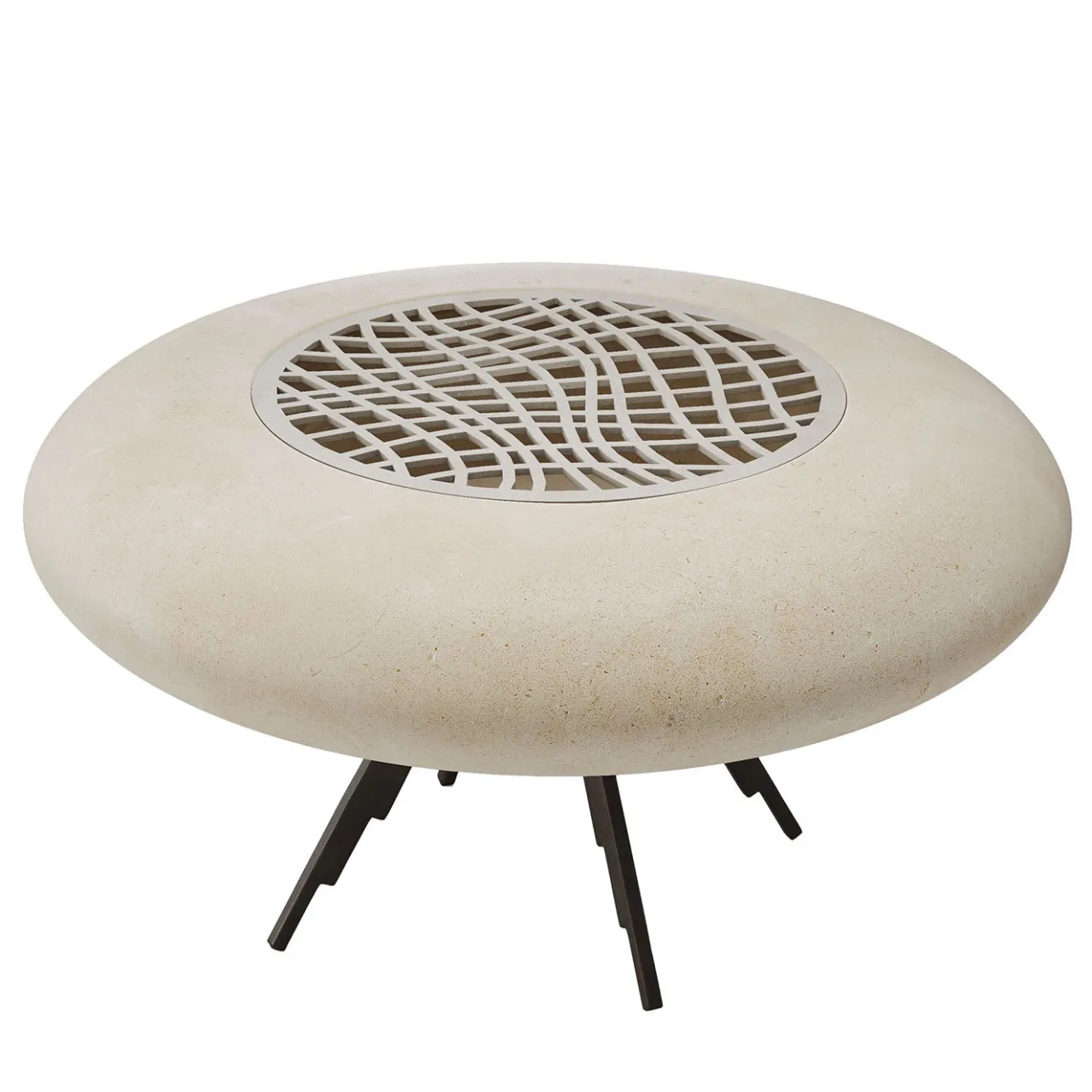 Pimar Limestone Other Outdoor Furniture<Capasa Iron & Stone Brazier by Silvio De Ponte