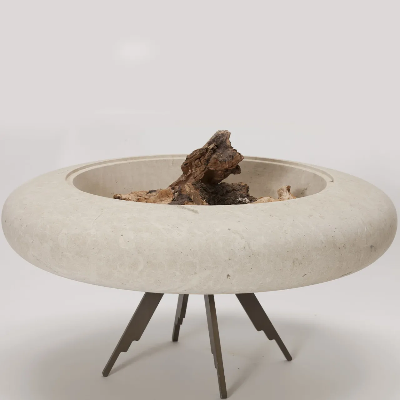 Pimar Limestone Other Outdoor Furniture<Capasa Iron & Stone Brazier by Silvio De Ponte