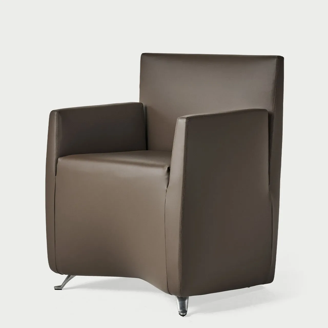 Baleri Italia Armchairs<Caprilarge Brown Leather Armchair by Hannes Wettstein