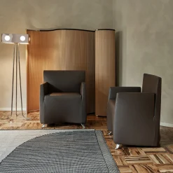 Baleri Italia Armchairs<Caprilarge Brown Leather Armchair by Hannes Wettstein