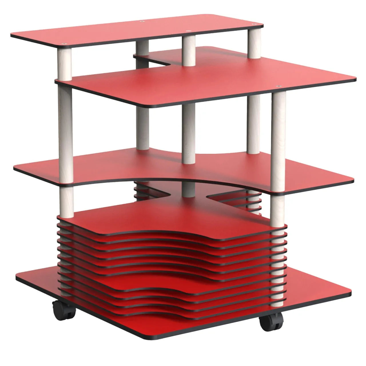 Codiceicona Side Tables<Carello Musica 1968 Red Trolley With Wheels by Joe Colombo