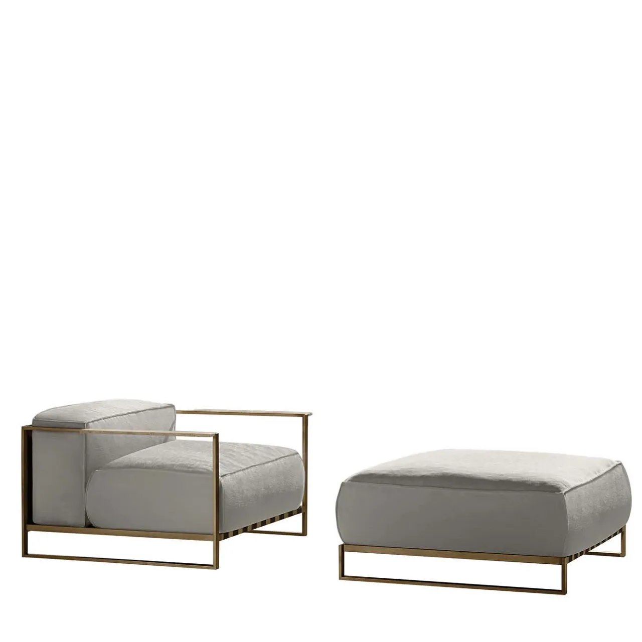 Talenti Outdoor Armchairs<Casilda Set of White Armchair and Pouf with Gold Frame