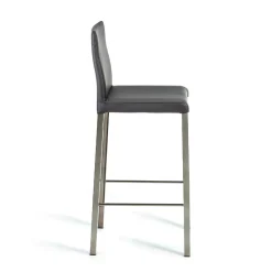 Trevisan Italia Bar Stools<Castelfranco Gray Leather Bar Stool