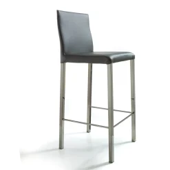 Trevisan Italia Bar Stools<Castelfranco Gray Leather Bar Stool