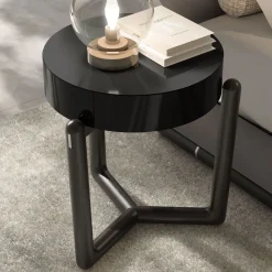 CPRN Homood Nightstands<Cecil Black wood night table