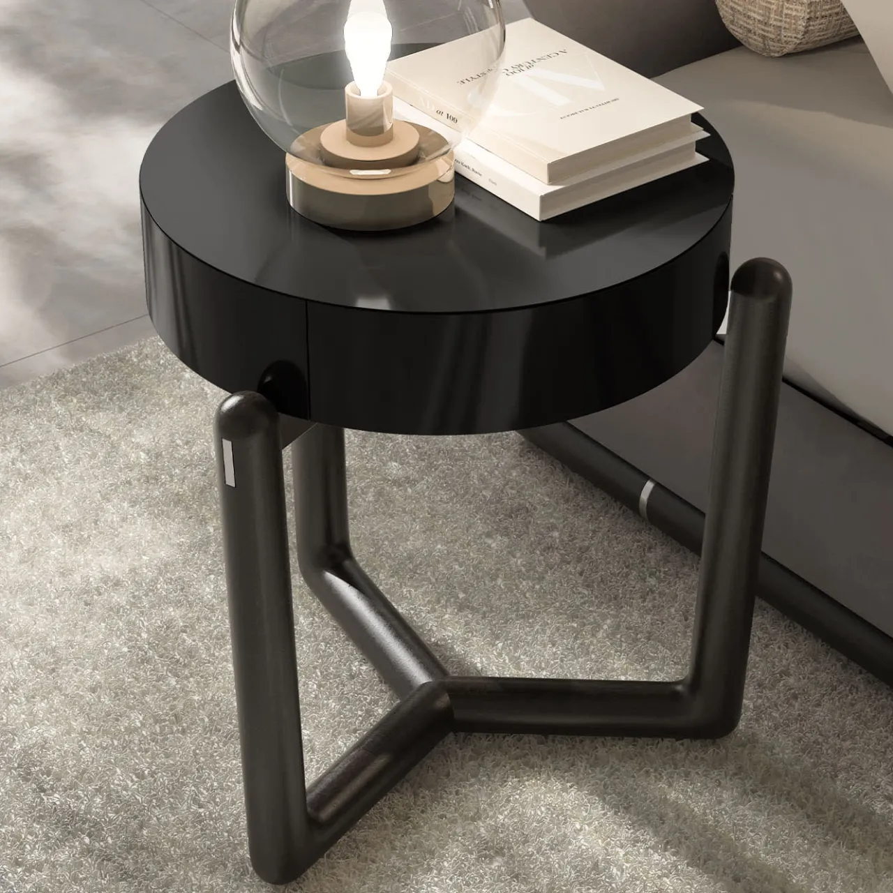 CPRN Homood Nightstands<Cecil Black wood night table