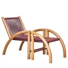 Emanuele Pantanella Design Chaises<Chaise Okoume Wood And Brown Leather Chaise Longue