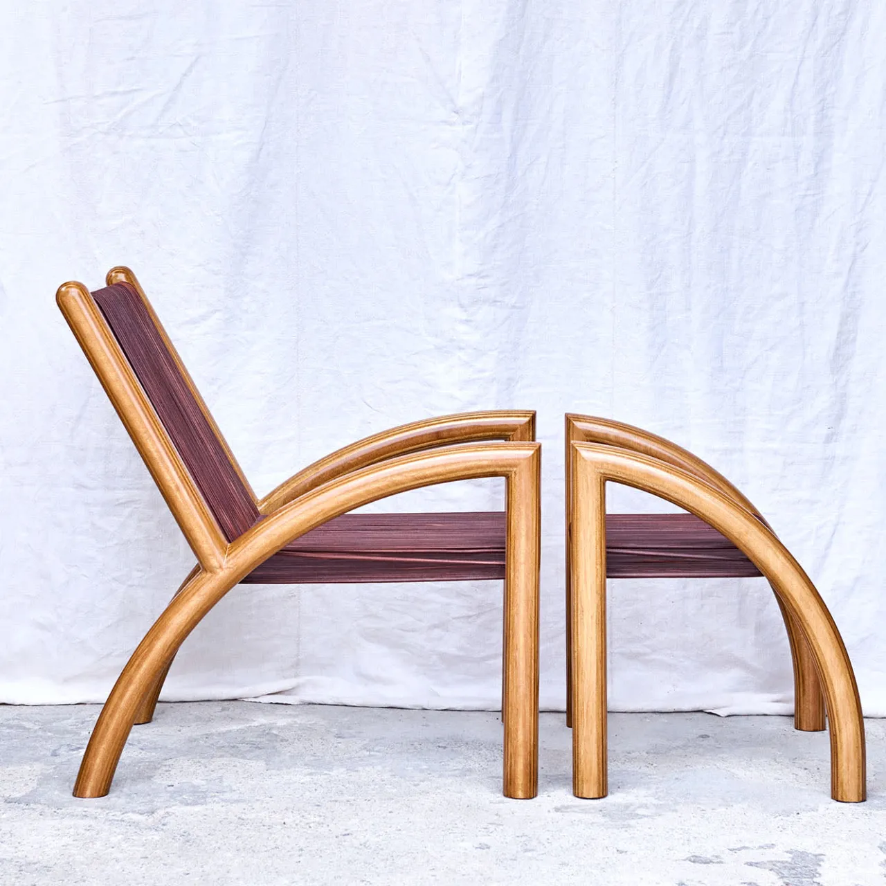 Emanuele Pantanella Design Chaises<Chaise Okoume Wood And Brown Leather Chaise Longue