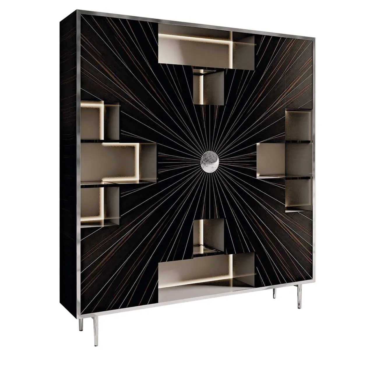 Tonin Casa Cabinets<Chantal 9-Door Metal & Ebony Cabinet