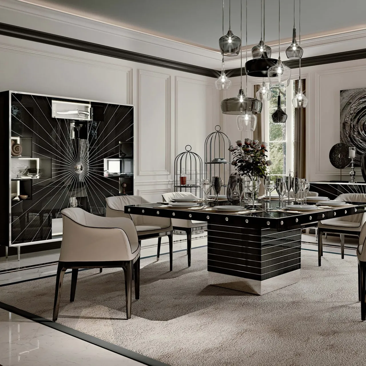 Tonin Casa Cabinets<Chantal 9-Door Metal & Ebony Cabinet