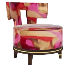 K-3 by Kenzo Takada Lounge Chairs<Charles K Round Lounge Chair in Reimei Red fabric