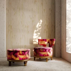 K-3 by Kenzo Takada Lounge Chairs<Charles K Round Lounge Chair in Reimei Red fabric
