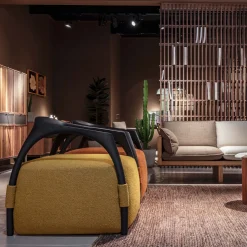 Durame Armchairs<Chassis Black Ash Solid Wood Armchair & Yellow Fabric Upholstery