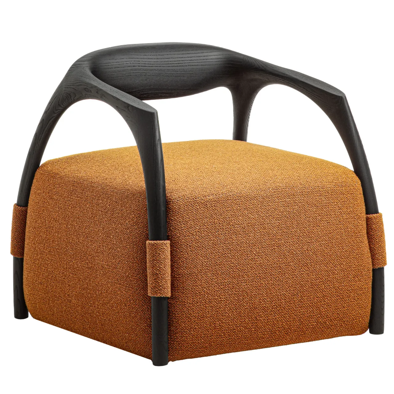 Durame Armchairs<Chassis Black Ash Solid Wood Armchair & Orange Fabric Upholstery