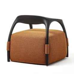 Durame Armchairs<Chassis Black Ash Solid Wood Armchair & Orange Fabric Upholstery