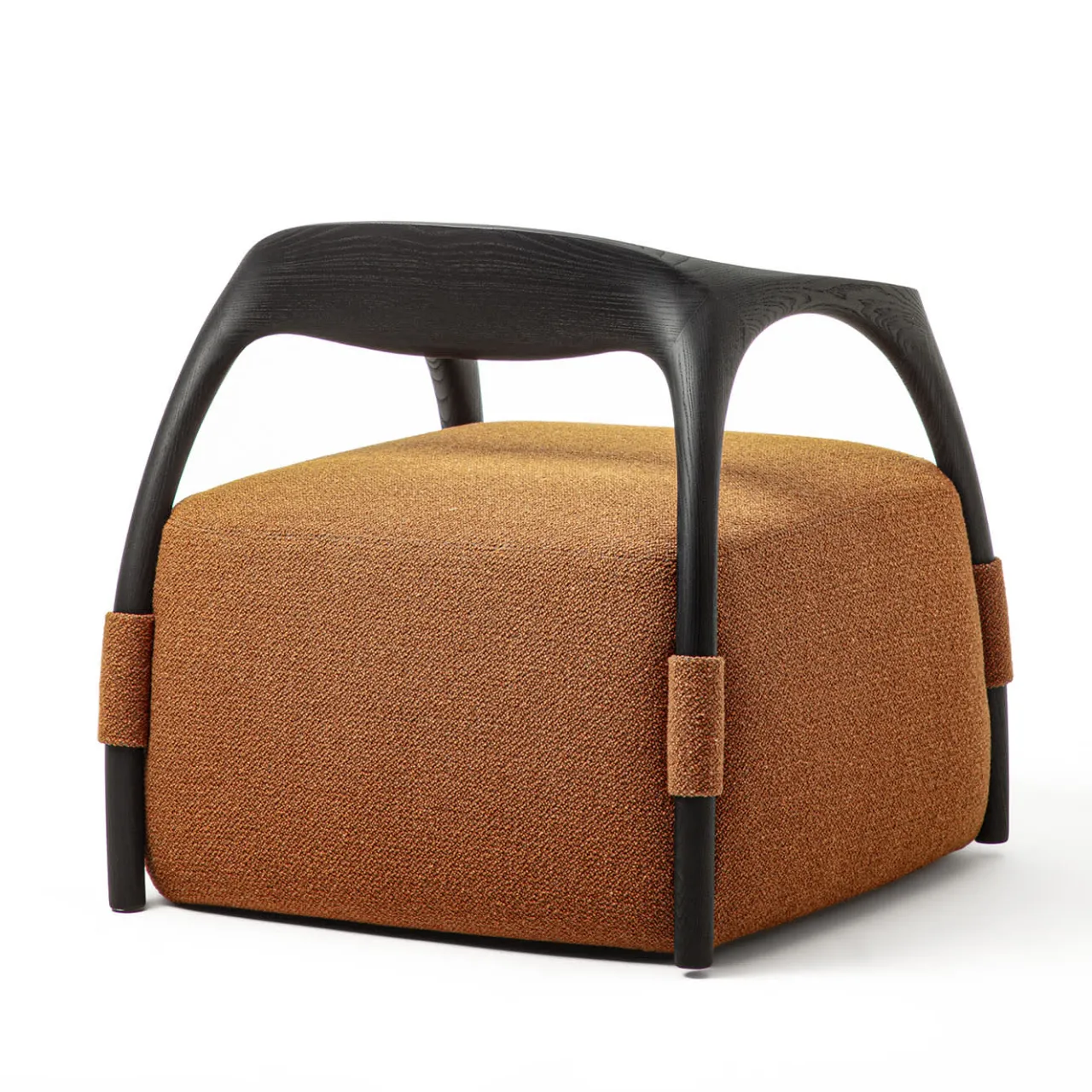 Durame Armchairs<Chassis Black Ash Solid Wood Armchair & Orange Fabric Upholstery