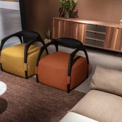 Durame Armchairs<Chassis Black Ash Solid Wood Armchair & Orange Fabric Upholstery
