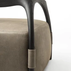 Durame Armchairs<Chassis Black Ash Solid Wood Armchair & Leather Upholstery