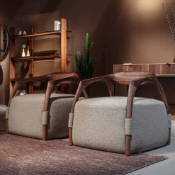 Durame Armchairs<Chassis Canaletto Walnut Solid Wood Armchair & Fabric Upholstery