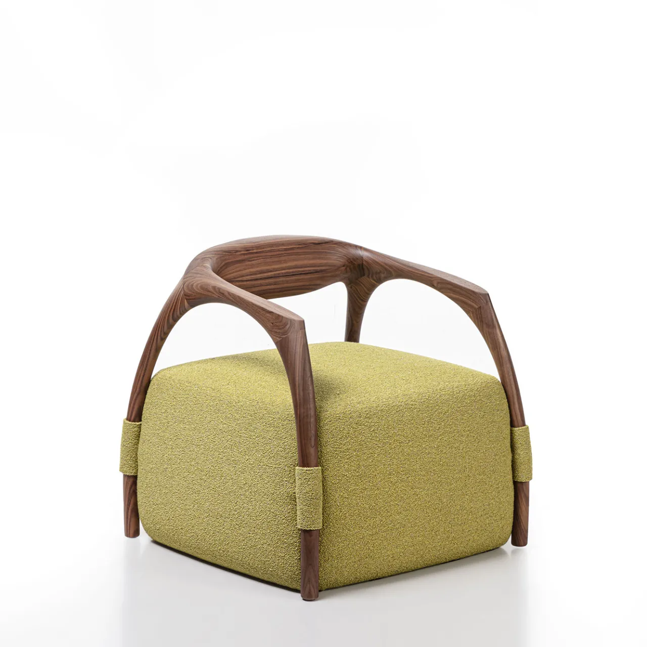 Durame Armchairs<Chassis Wood Frame and Green Fabric Armchair