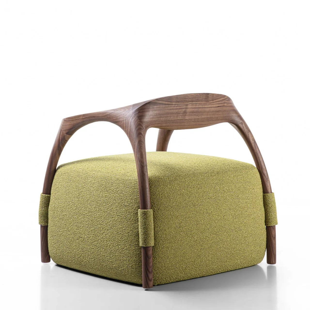 Durame Armchairs<Chassis Wood Frame and Green Fabric Armchair