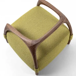 Durame Armchairs<Chassis Wood Frame and Green Fabric Armchair