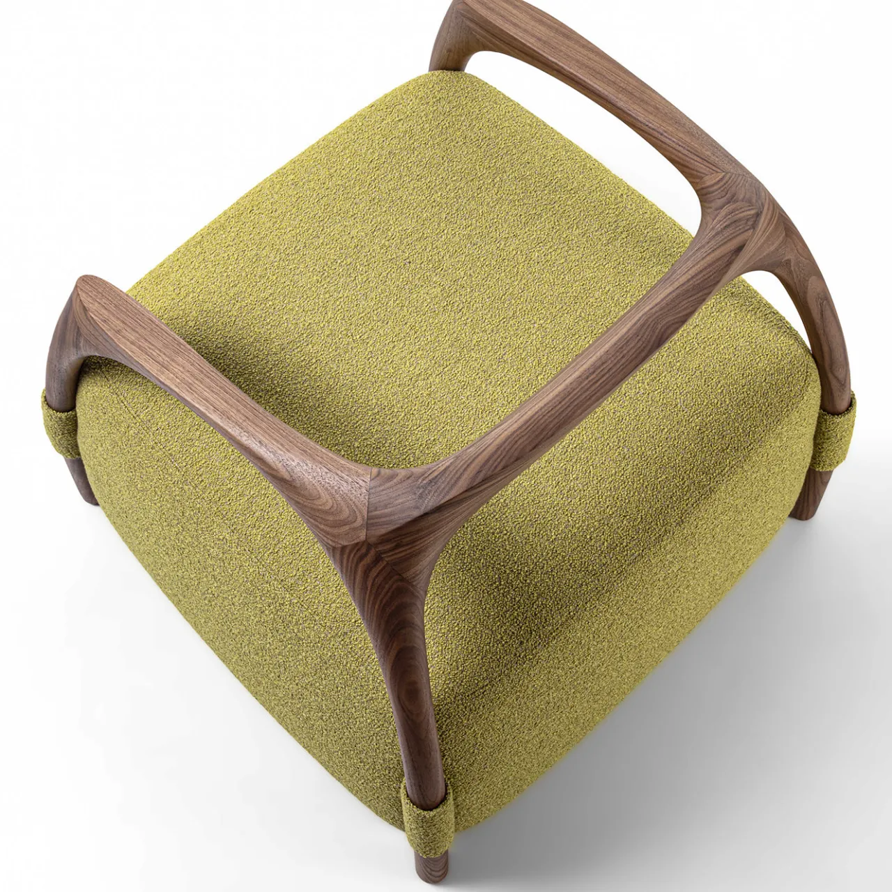 Durame Armchairs<Chassis Wood Frame and Green Fabric Armchair