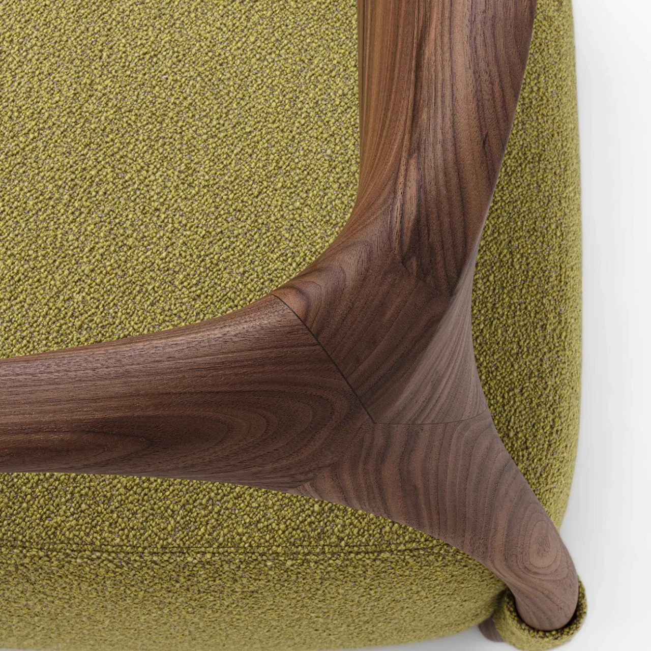 Durame Armchairs<Chassis Wood Frame and Green Fabric Armchair