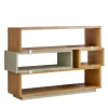 LCI_DECORA Bookcases<Cherry Wood Lacquered Bookshelf with matte chrome metal accents